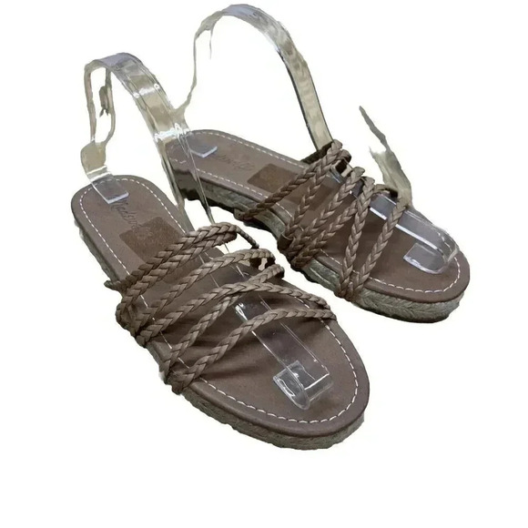 Madewell Size 7.5 Women's Tan Espadrille strappy Slip On Comfort Sandal Beachy - Picture 1 of 9